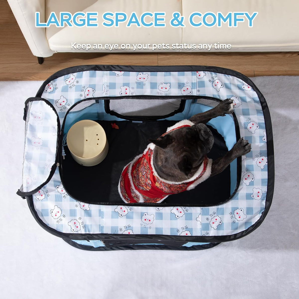 XRG Foldable Pet Playpen,Indoor Cat cage Puppy Crates M(31.5"x23.6"x21.7")