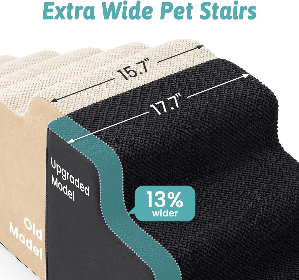 COZY KISS Dog Stairs for Small Dogs, 3-Step 2-in-1 Dog Steps,15.7" H