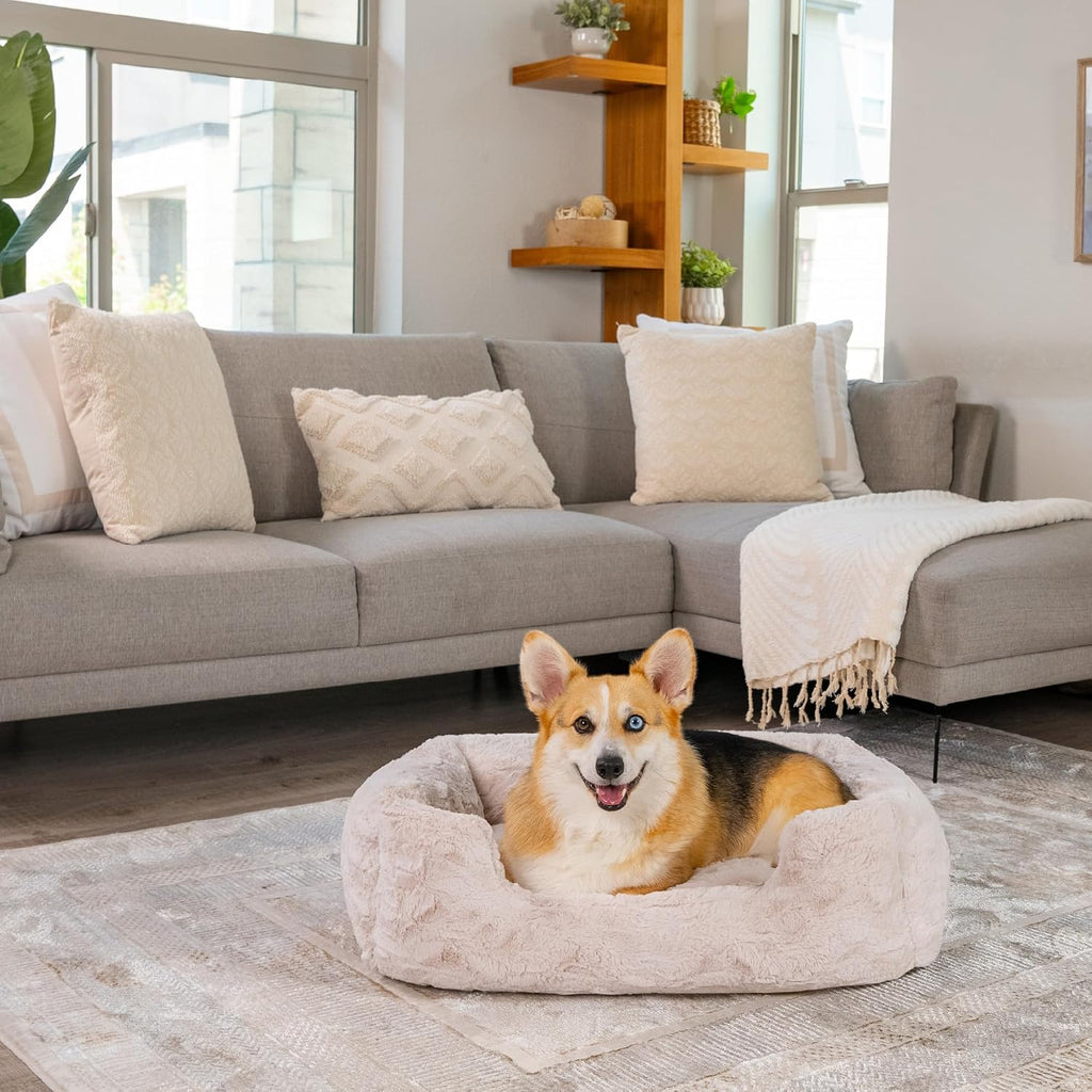 Best Friends by Sheri Lounge Dog Bed, Lux Faux Fur, Oyster, 30" x 20"