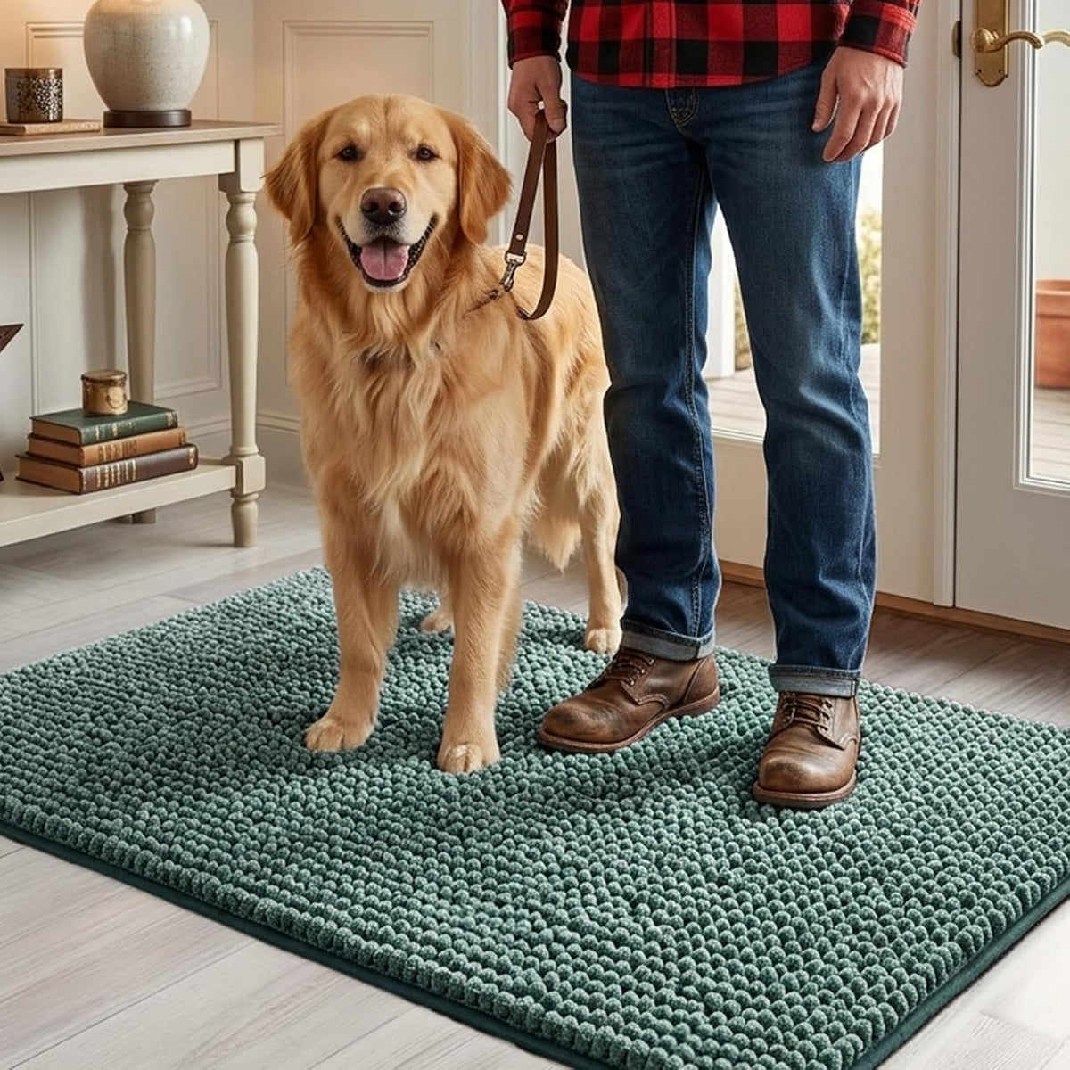 EHEYCIGA 48x30 Super Absorbent Dog Door Mat for Muddy Paws Entryway Rug