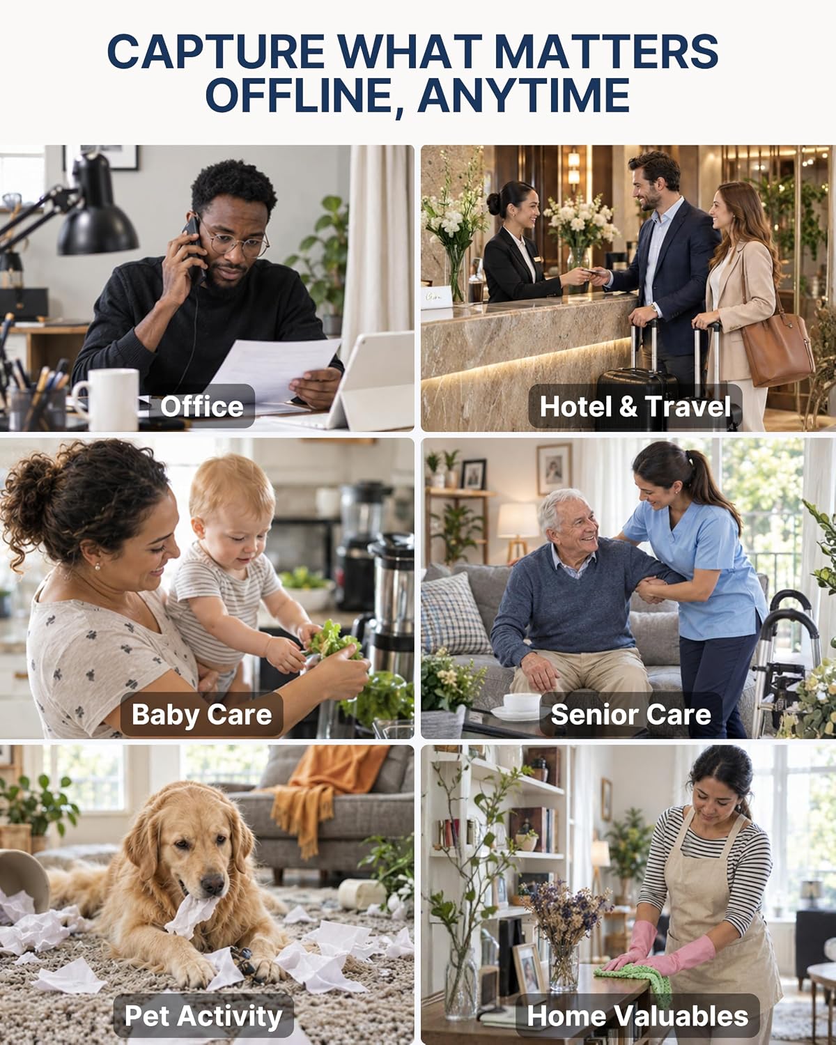 Plug-in Full HD Dome Camera - Premium Reliable 1080p Pet Cam with Motion Detection - Easy No-WiFi Setup & Data Protection - Ideal for Pet Nanny Use, with 64GB Card