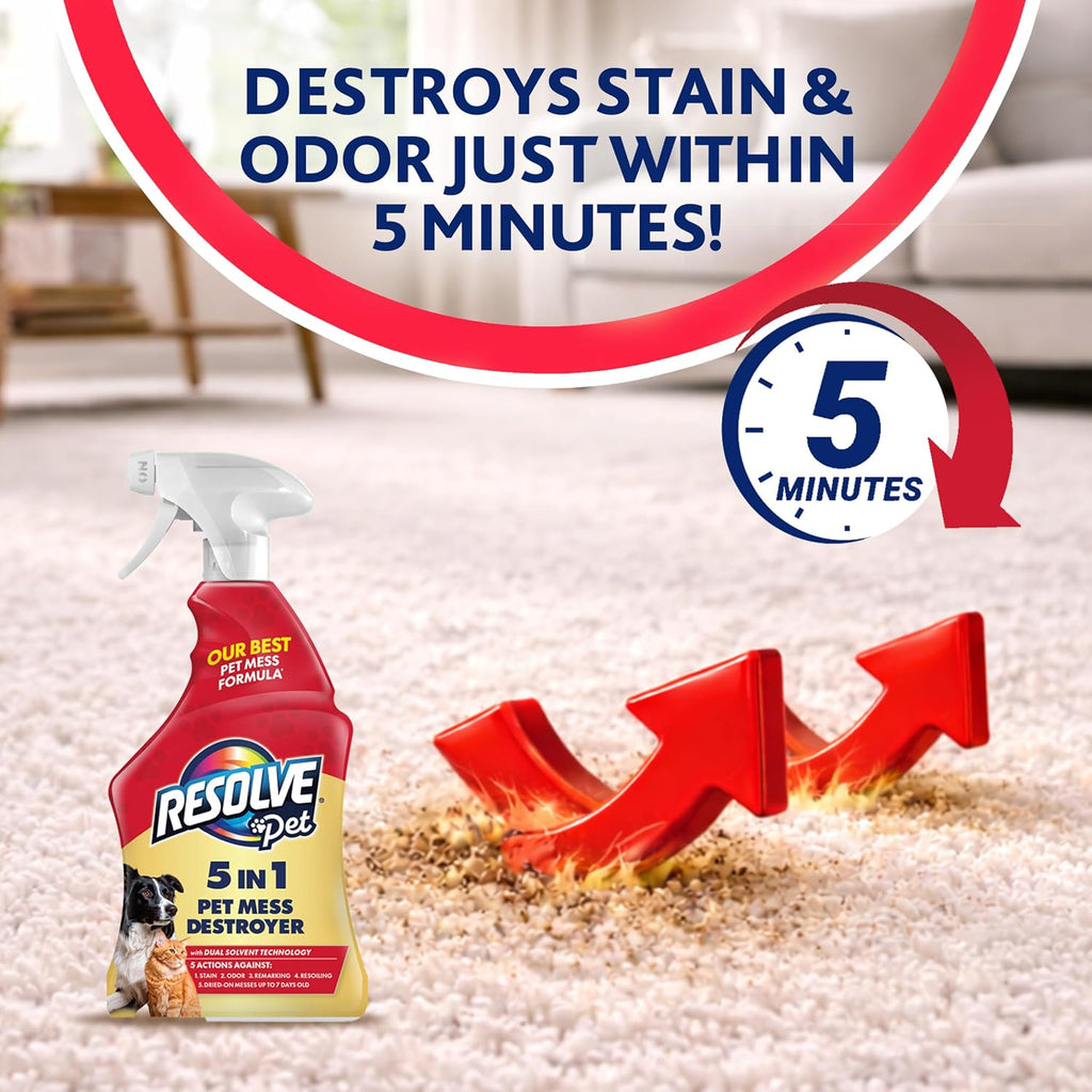 Resolve® 5-in-1 Pet Carpet Cleaner Spray for Stains & Odors, 22oz