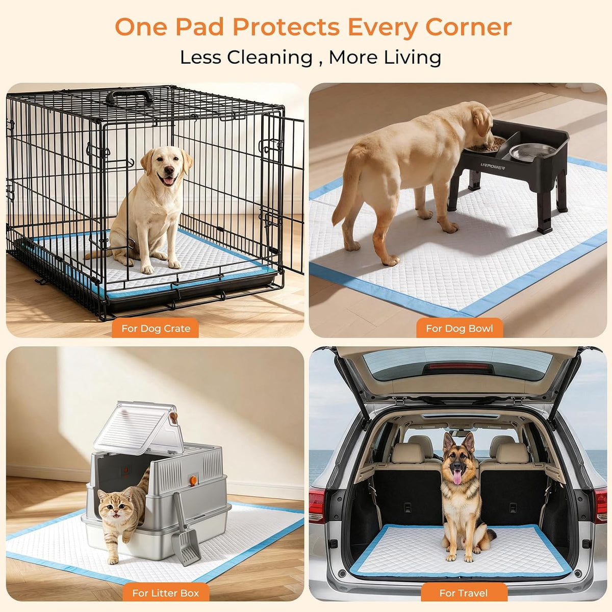 URPOWER Extra Large Dog Pee Pads 36" x 36", 4XL Puppy Pads, 40 Count | Oversized Coverage, Holds Up to 10 Cups, Leak-Proof, 6-Layer Protection, Disposable, Puppy Training, Incontinence Care