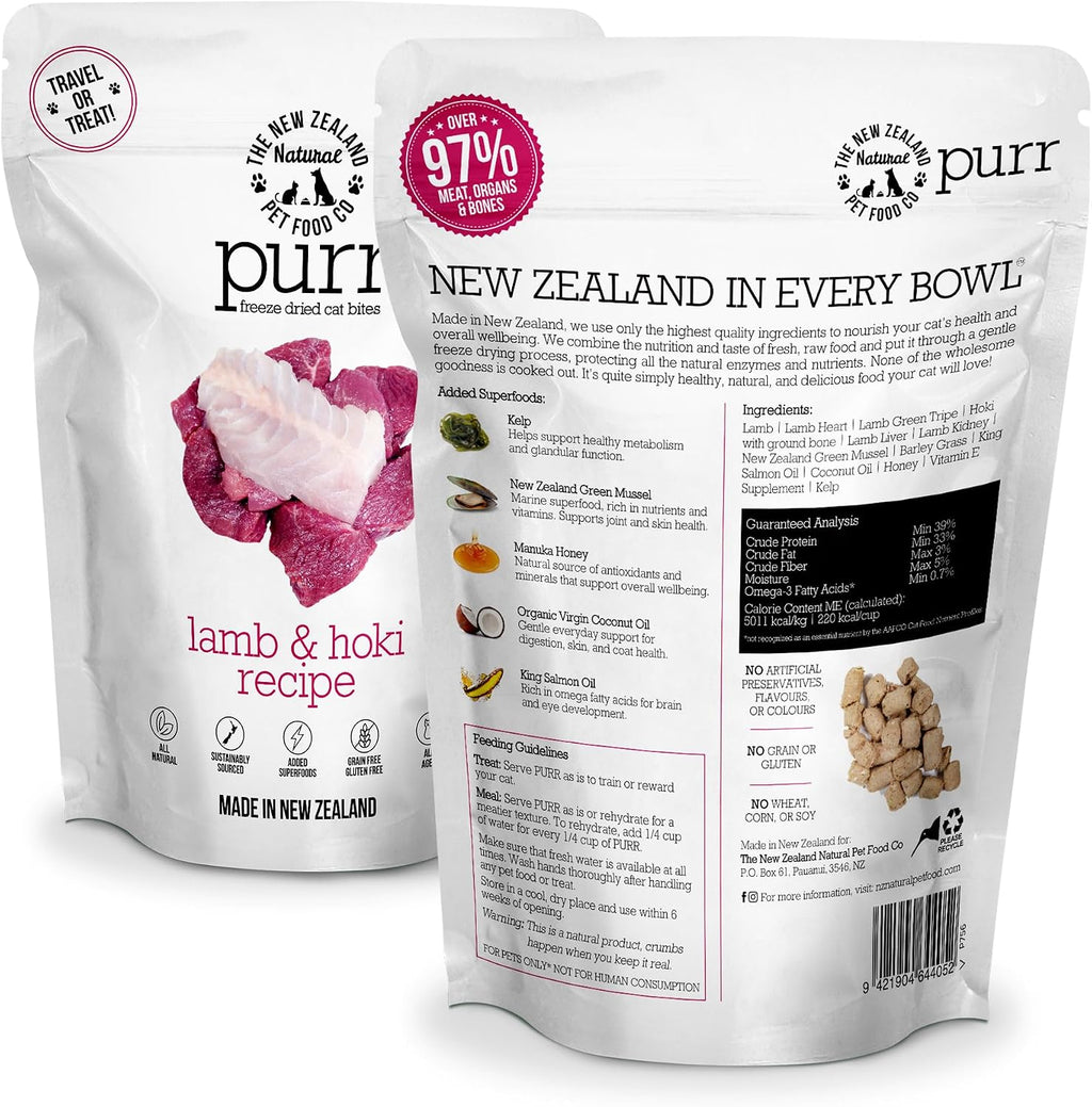 Purr Lamb & Hoki Freeze Dried Cat Food, Meal, Topper & Treat, 1.76oz