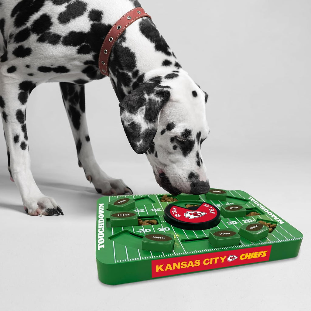 Pets First NFL Kansas City Chiefs Large Puzzle Toy for Dogs, Slow Feeder Board for Pets, New Bigger Size, Interactive Doggie Treat Toy