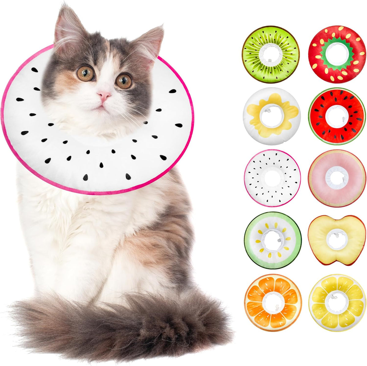 Cat Cone Collar Soft, Cat Recovery Cone (Dragonfruit, L)