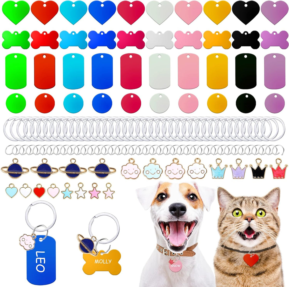 140pcs Blank Dog Tags Engraving Pet ID Tags for Custom Tag Craft