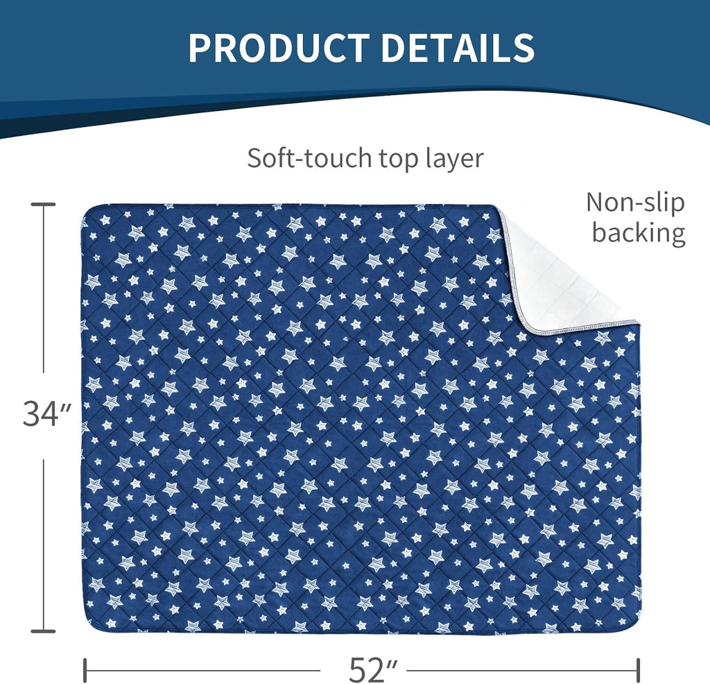Waterproof Bed Pads Washable 34"x52" 2 Pack | Absorbent Chuck Pads for Incontinence, Waterproof Mattress Protector for Seniors, Bedwetting Kids, Hospitals, Pets