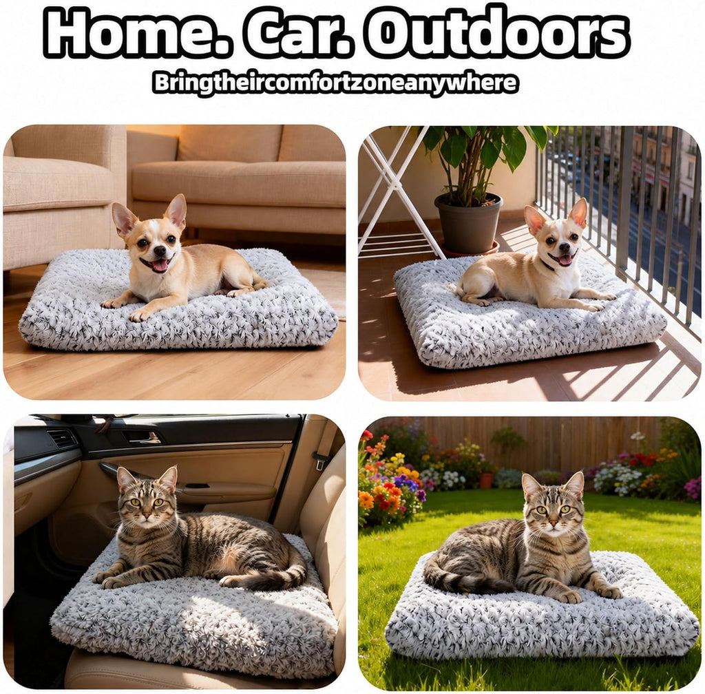 Dog Bed Small Size, Plush Washable Pet Bed Mat, Dog Crate Bed 17"x14", Gray