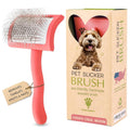 Slicker Brush for Dogs - Long Pin for Poodles, Doodles & Long Haired Dogs, Deshedding & Dematting Tool, Slicker Dog Brushes for Grooming (Coral, Curved Medium)