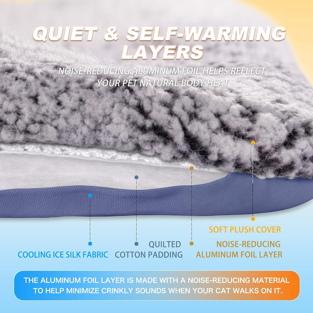 Self Warming Cat Bed, Reversible Self Heating Cat Pad, Dark Blue, 18x24 In