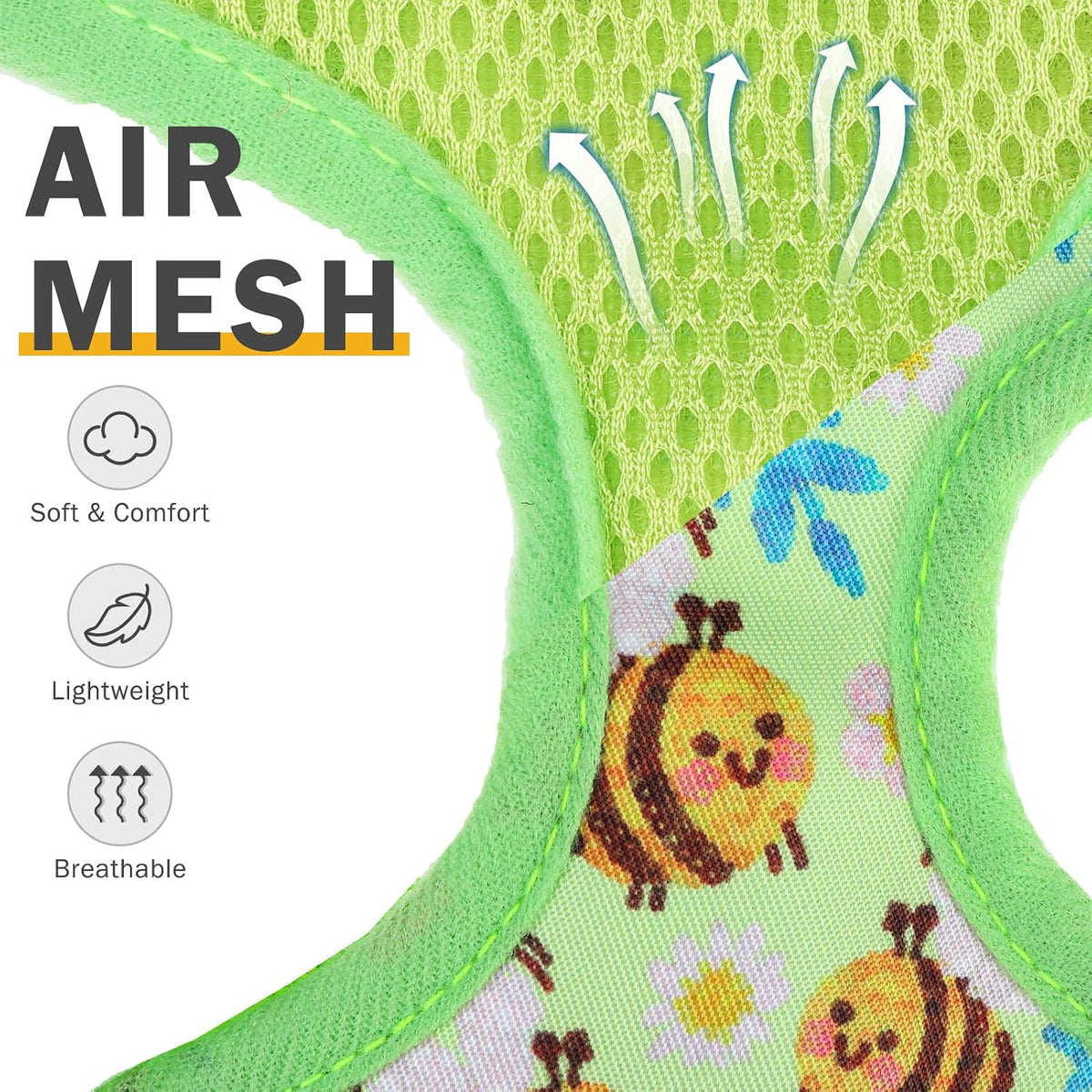 SCENEREAL Small Dog Harness and Leash Set, Bee, M