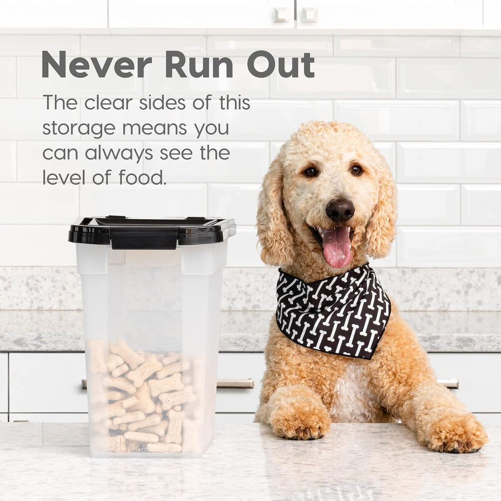 IRIS USA Dog Food Storage Container, Up to 10 lbs, Clear/Gray, Made in USA | BPA-Free, Airtight Seal, Best for Cat Food, Bird Seed, Chicken Feed, Pet Toys, Treats, Pellets 