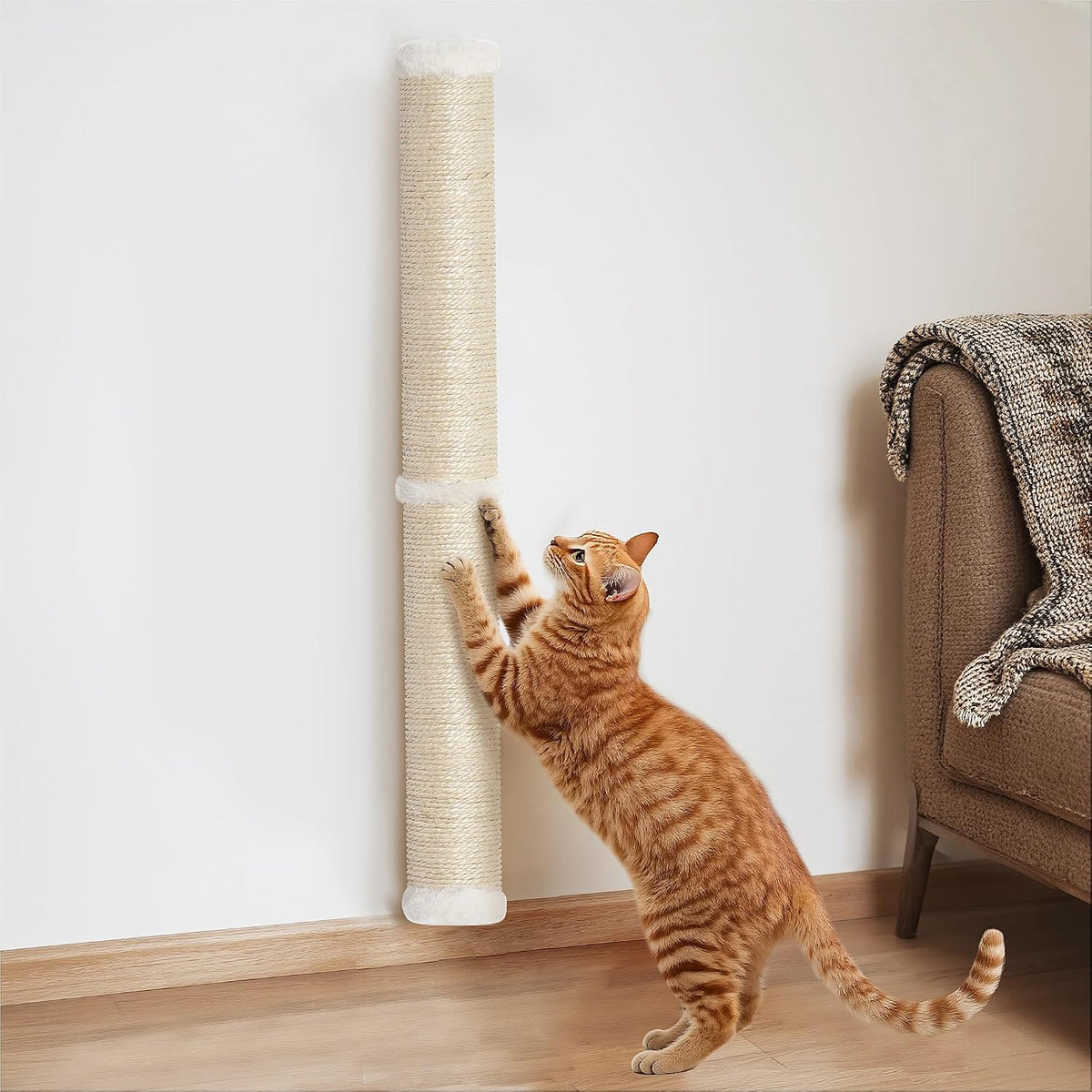 Aechonow 34" Cat Scratching Post, Sisal Wall Mounted Cat Scratcher for Cats