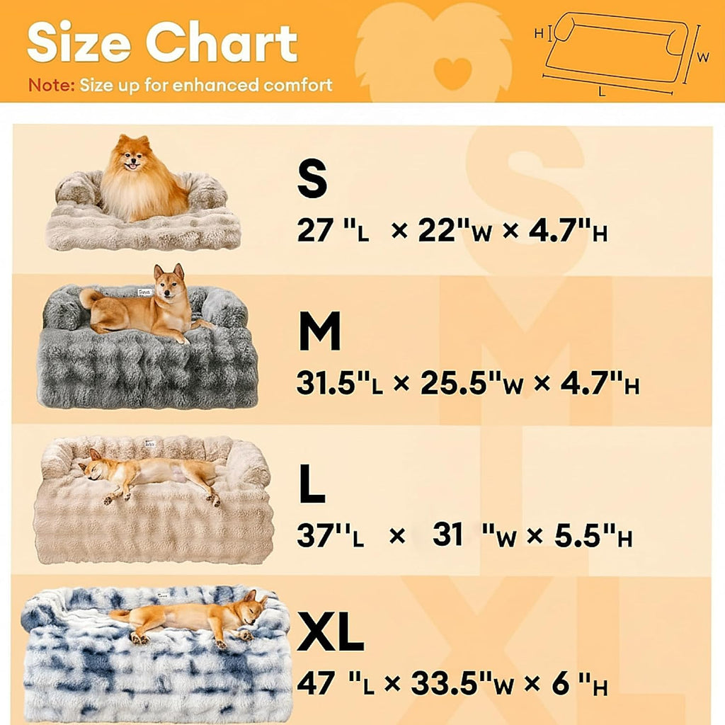 FUNNY FUZZY Dog Couch Bed, Calming Small Dog Sofa Bed Cover Washable