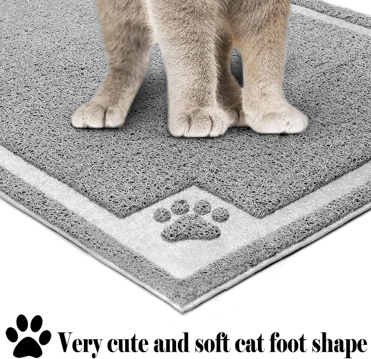 UPSKY Large Cat Litter Mat Trapper 35"×23", Waterproof, Non-Slip, Gray | Large Litter Box Mat, Foldable Trapping Mat, Anti-slip Design, For Cat Litter Boxes and Sensitive Paws, Easy to Clean
