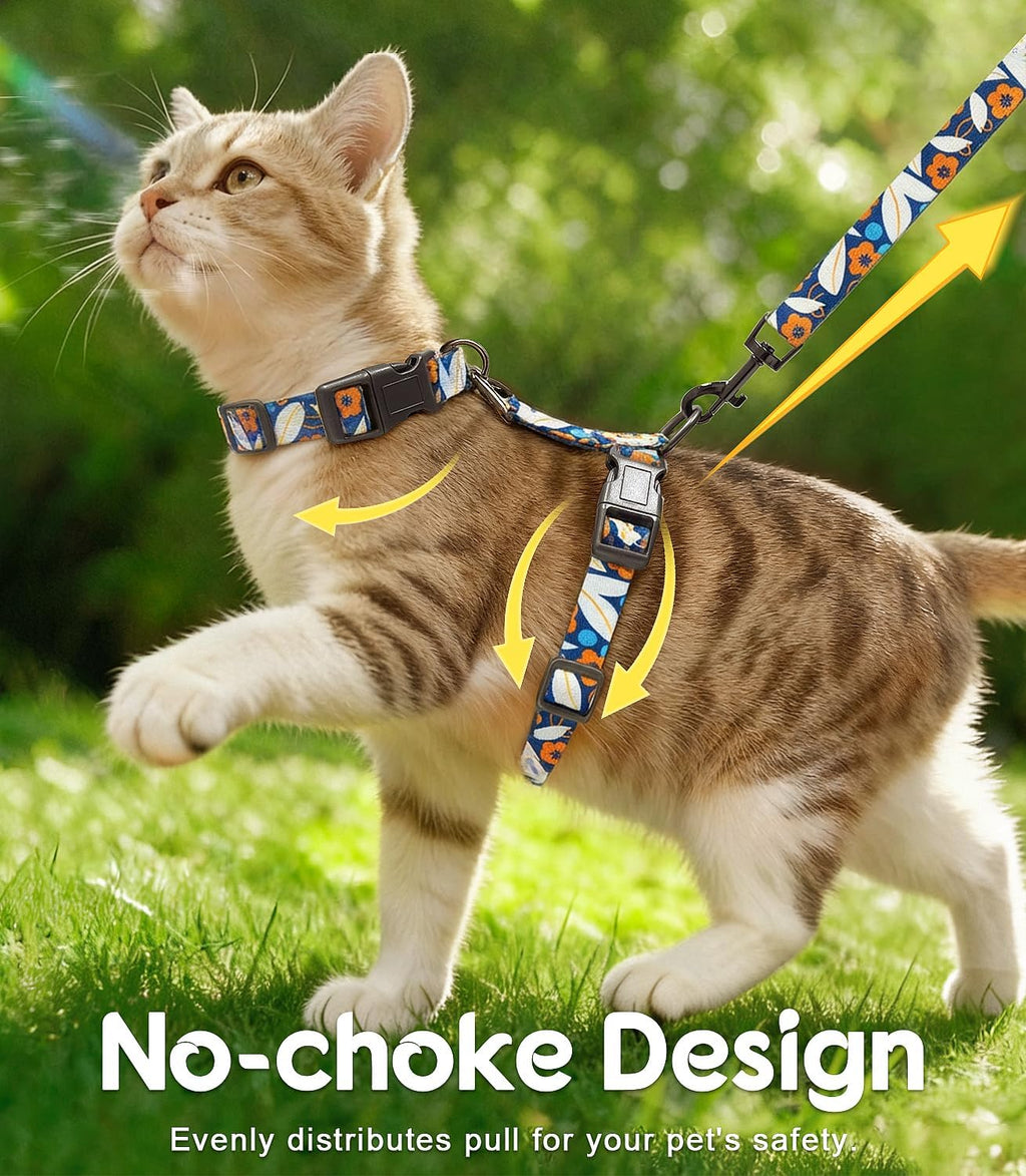 Halypet 2-Pack Cat Harness and Leash Set, Escape Proof 3-in-1 Adjustable Harness for Cats, Soft Lightweight, Easy On & Control for Walking, Travel & Outdoor Use, Small (Navy & Blue)