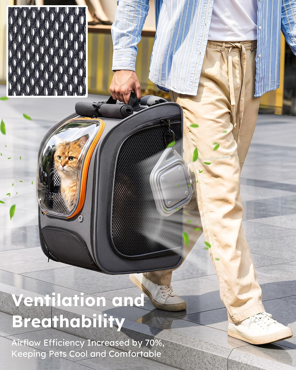 Pecute Cat Backpack Carrier,Large Space Cat Bubble Backpack,Ergonomic,Gray