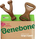 Benebone Wishbone/Dental Durable Dog Chew Toys, Real Bacon, 2 Count, Large (Pack of 8)