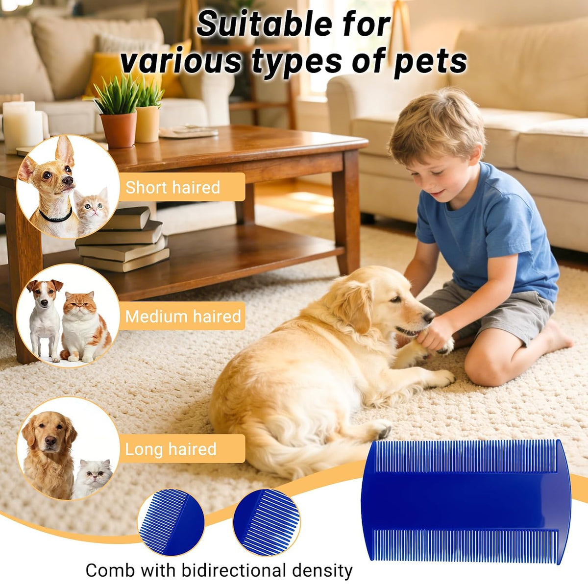 7PCS Flea Comb Set for Cats & Dogs, Pet Comb, Dog Eye Comb, Tick Comb