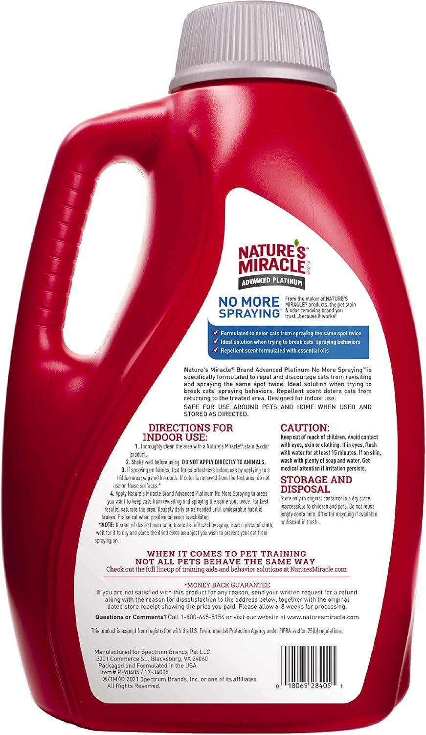 Nature's Miracle Advanced Platinum No More Spraying Training Spray, 128 oz