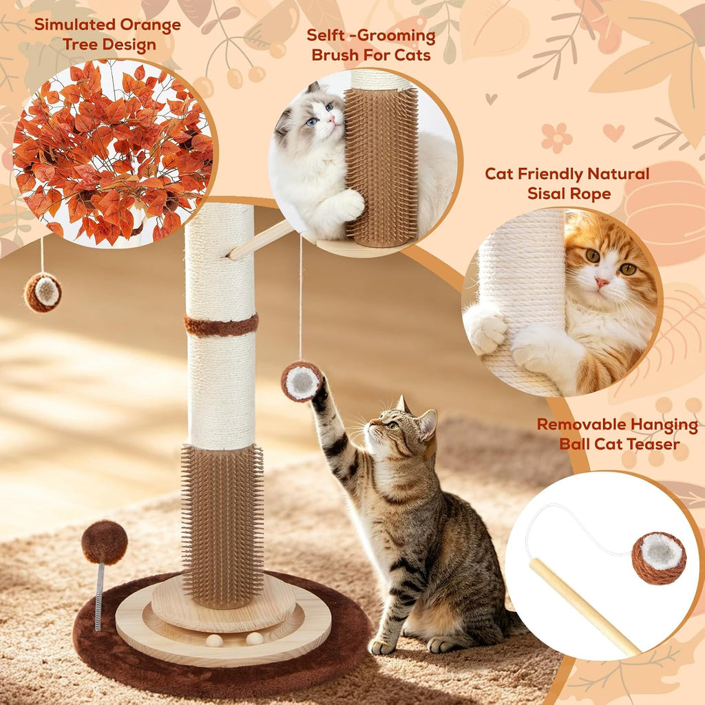 Cat Scratching Post, 46" Tall Scratcher Post for Indoor Adult Cats