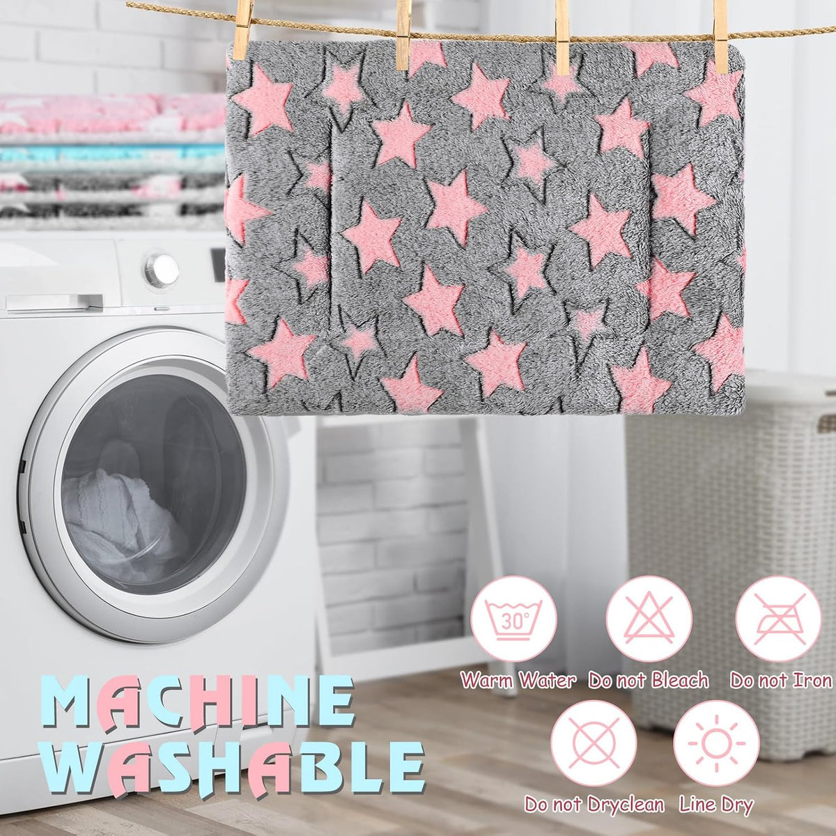 Haull 4 Pcs Waterproof Guinea Pig Bedding Mat, Cute Star, 13 x 10