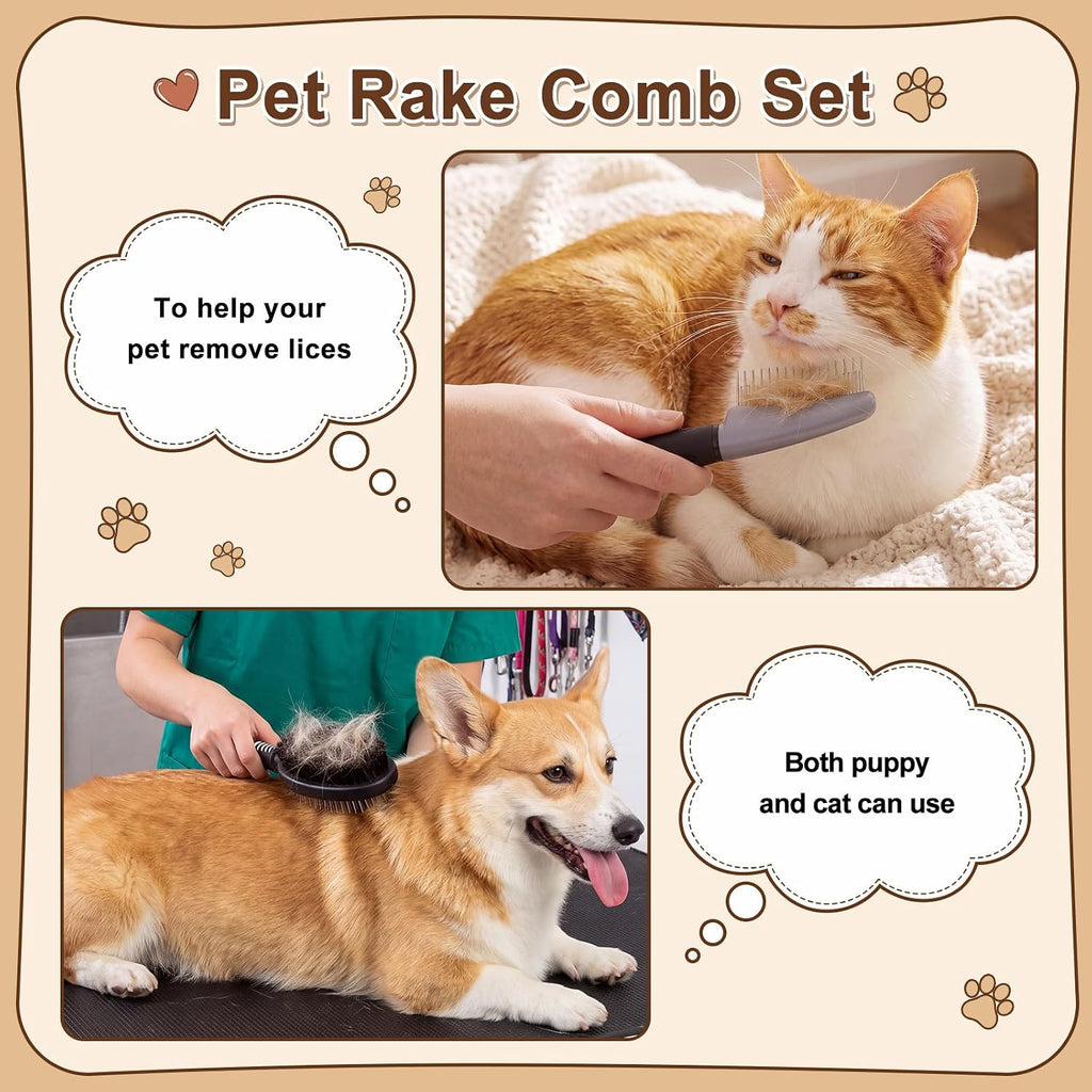 Patelai 4 Pcs Dog Dematting Comb, Gray and Black Grooming Set