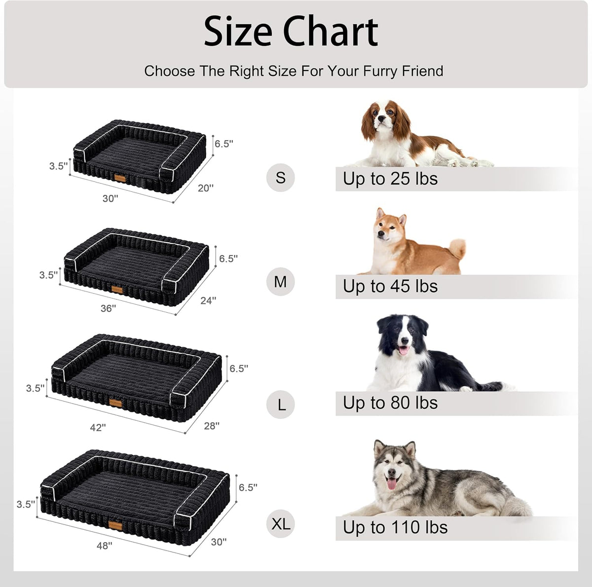 Orthopedic Medium Dog Bed Furry Pet Bed, Washable Cover 30''X20''