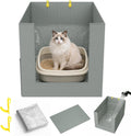 Litter Box Shield with Front Barrier, Cat Litter Box Enclosure Splash Guard