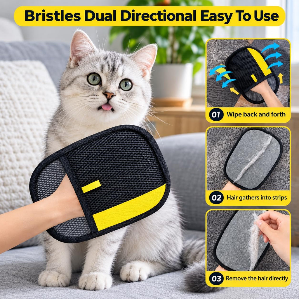 Electrostatic Pet Hair Removal Glove for Cats & Dogs, Reusable Electrostatic Hair Remover, Washable Grooming Glove for Removing Pet Hair from Clothes, Furniture, Carpets & Car Interiors
