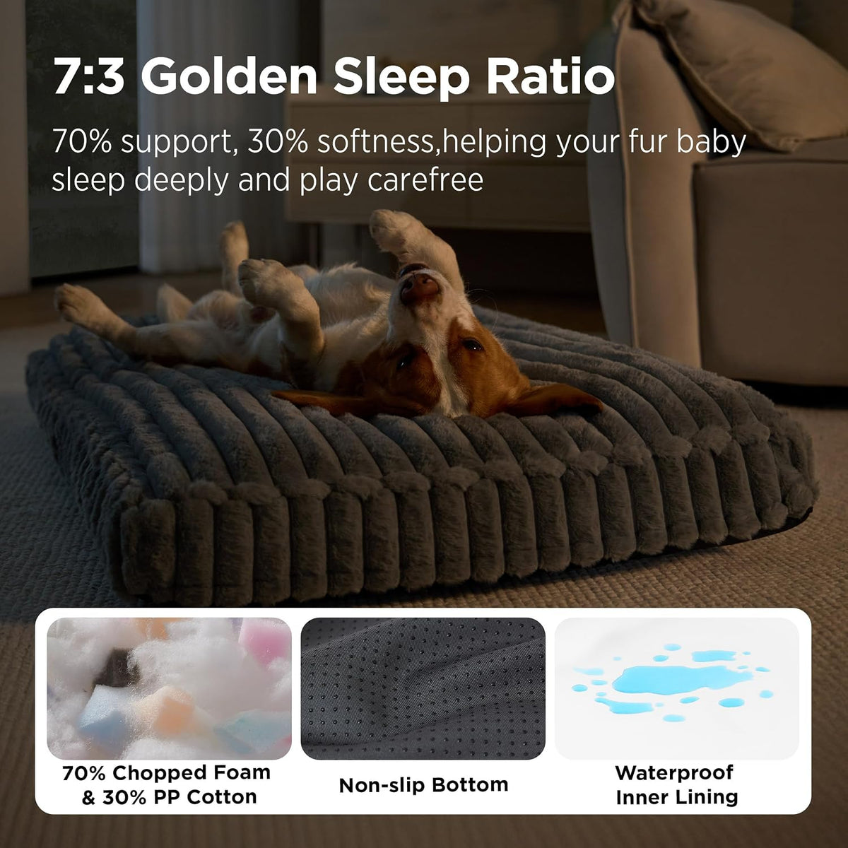 Bedsure ComfyFleece™ Fluffy Balanced Support XL Dog Bed,47x29