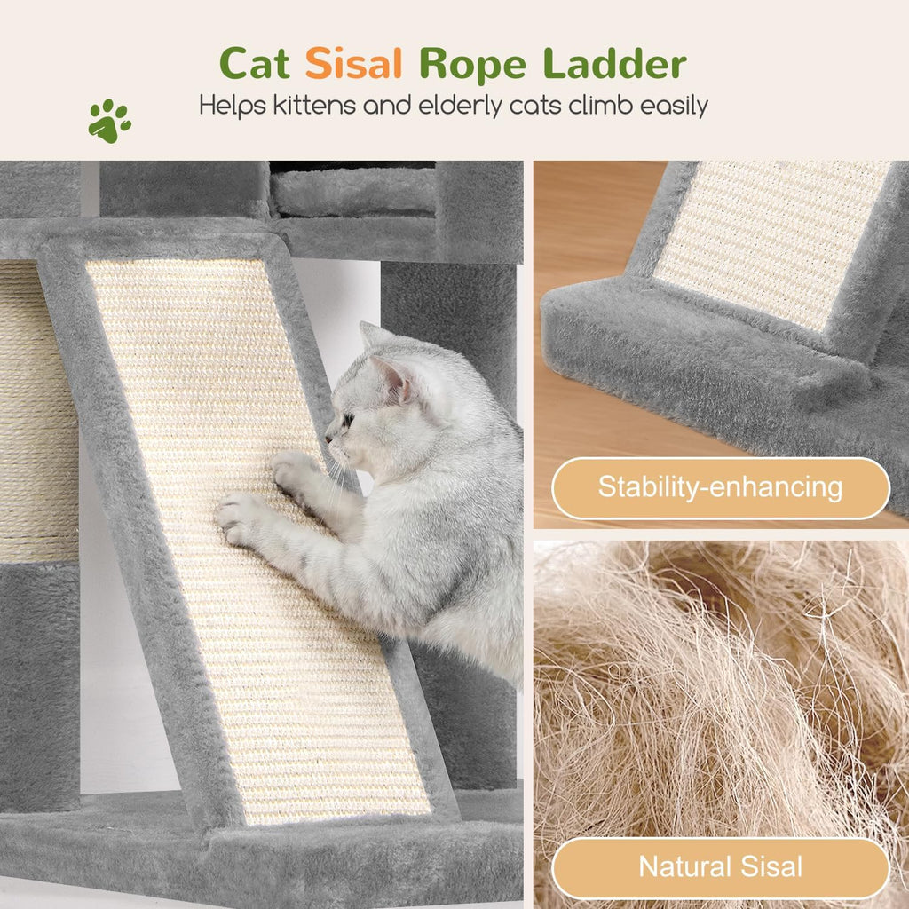 Globlazer Large Cat Tree 72in Tall Cat Climbing Tower, F72G, Light Grey