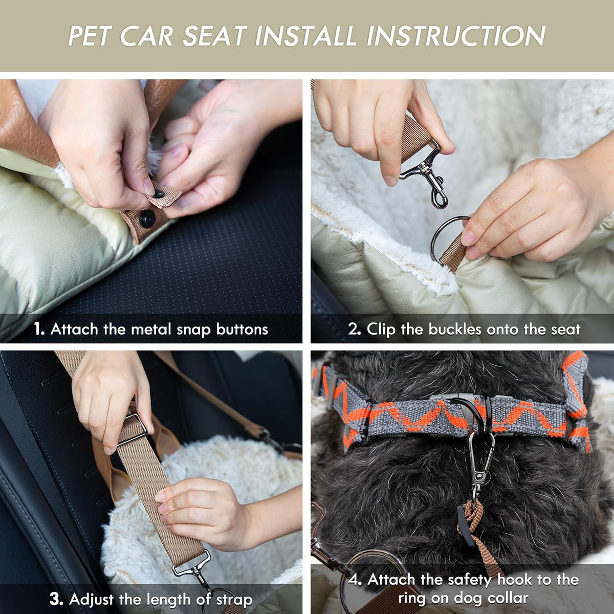 ClevaHome Small Dog Car Seat, Cozy Fleece Dog Carriers for Small Dogs