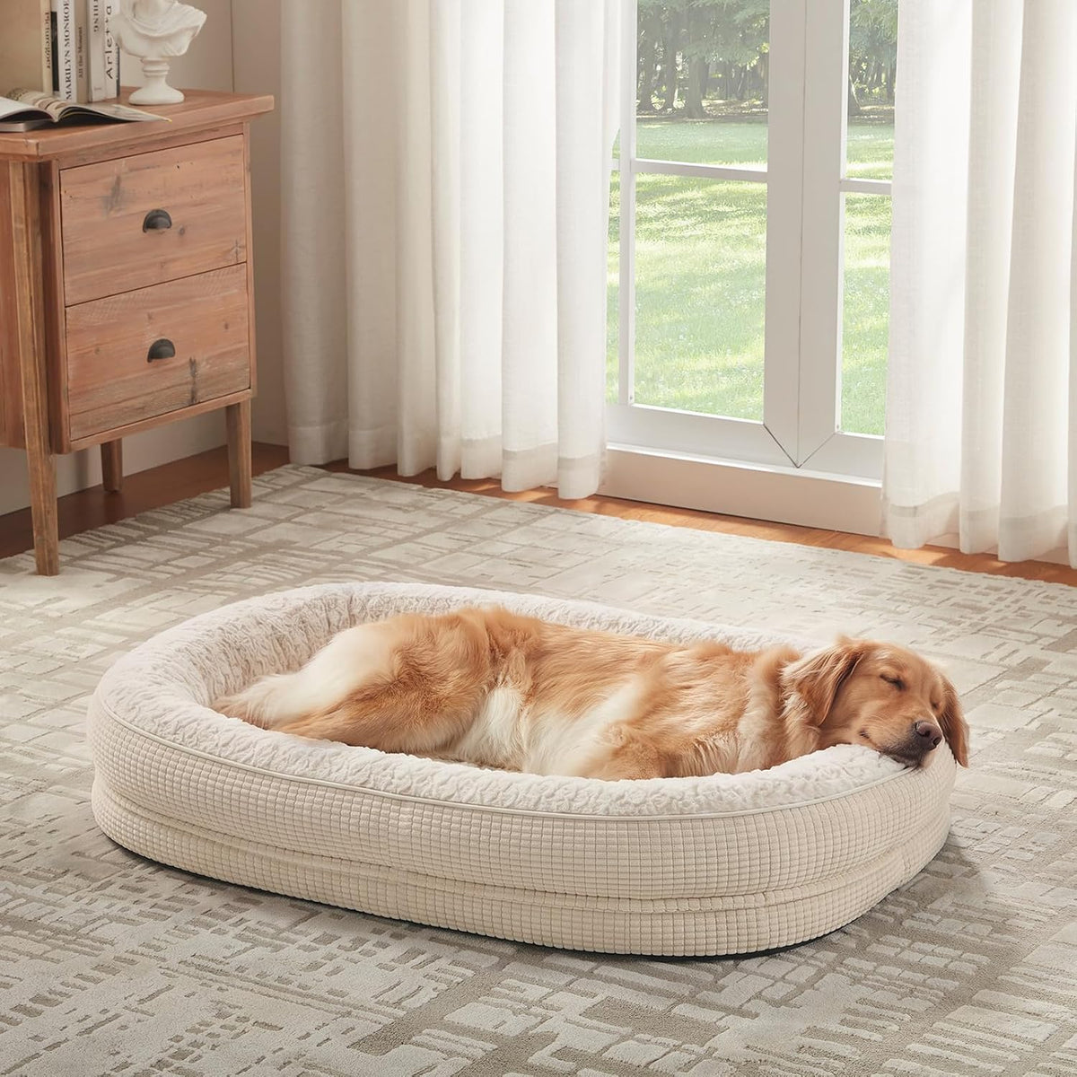 JOEJOY XXL Orthopedic Dog Bed for Large Dogs, 360° Oval Bolster, 48"