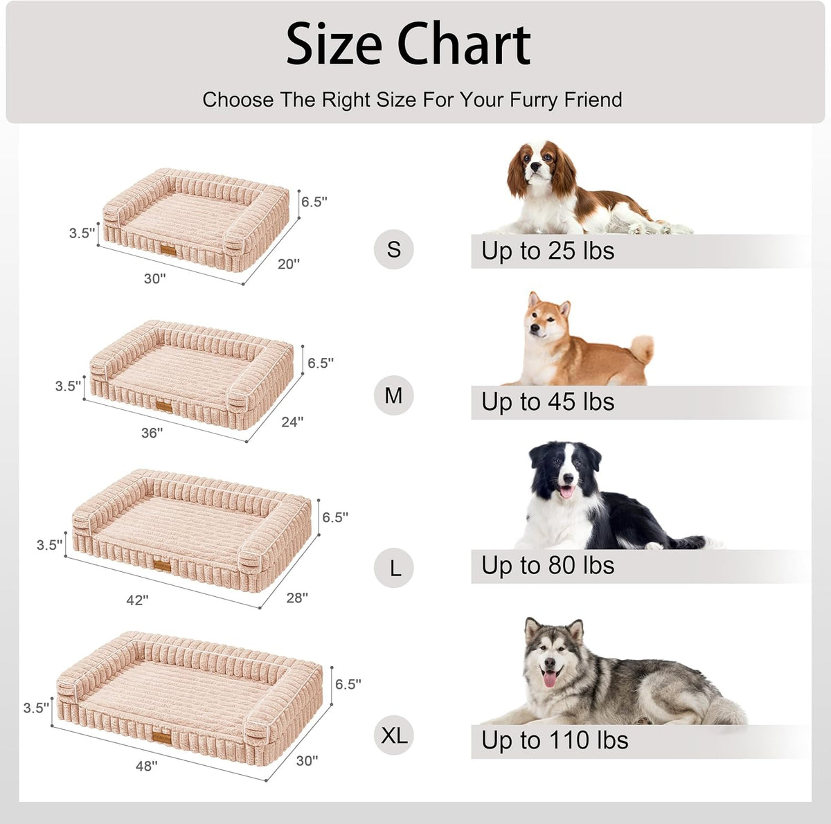 Orthopedic Medium Dog Bed Furry Pet Bed, Washable Cover 30''X20''