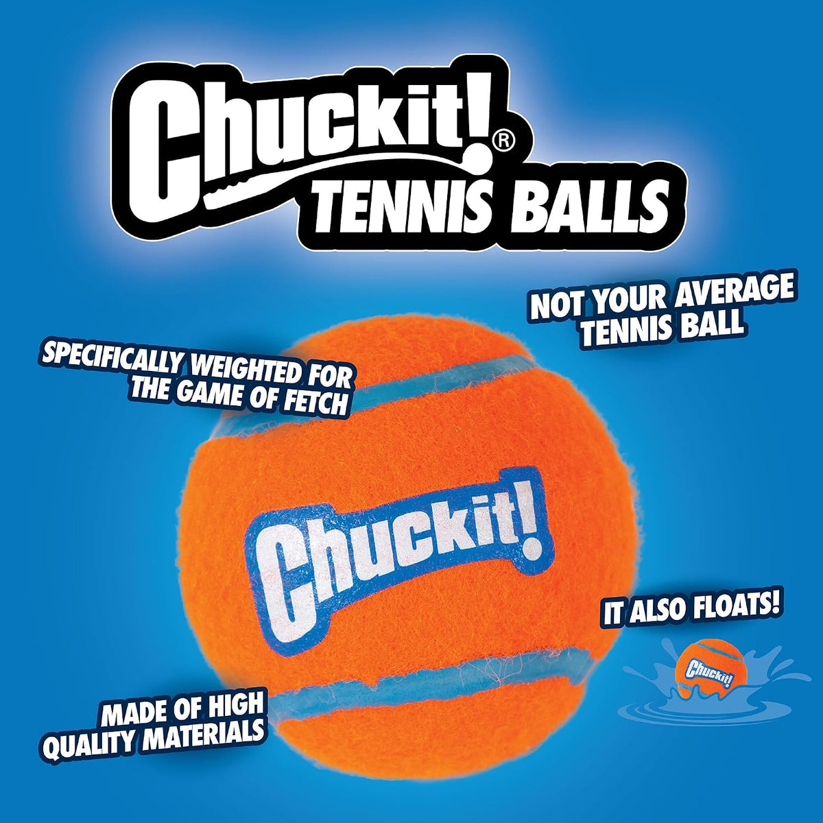 Chuckit! Dog Tennis Ball Dog Toy, (2.5 Inch Diameter) for Dogs 20-60 lbs, Medium (Pack of 48)