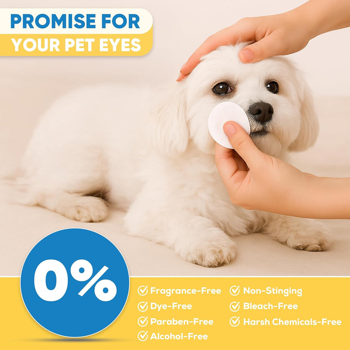 Pet Eye Wipes for Dogs & Cats – Extra-Large Textured Pads Remove Discharge, Crust & Tear Stains – Hypoallergenic Cleaner for Eyes, Wrinkles & Face – Soothing Witch Hazel & Chamomile Formula – 120ct