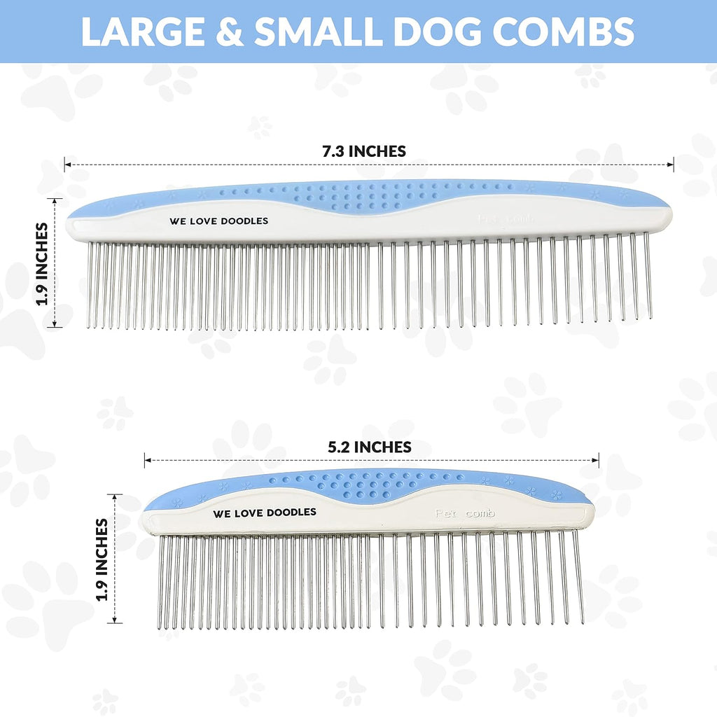 Metal Comb for Dogs, Dog Grooming Detangler Combs For Matted Hair, 2 Pack