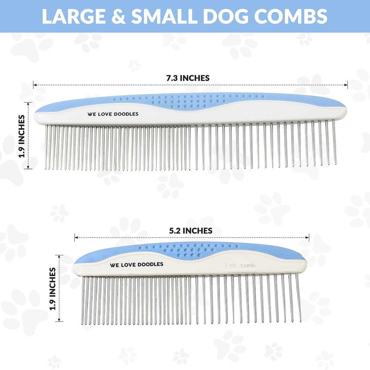 Metal Comb for Dogs, Dog Grooming Detangler Combs For Matted Hair, 2 Pack