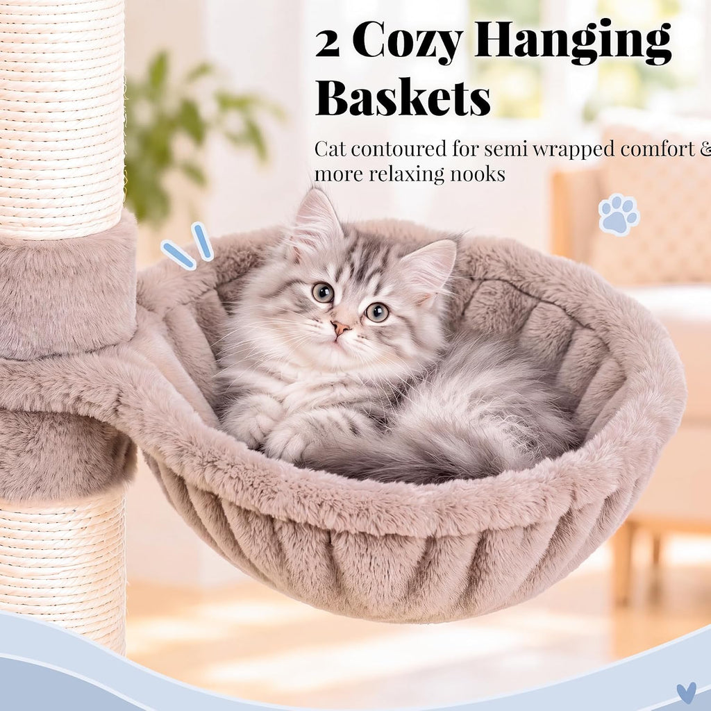 Hey-brother Cat Tree Tower with Stable Extended Base, 3 Platforms, MPJ038MU