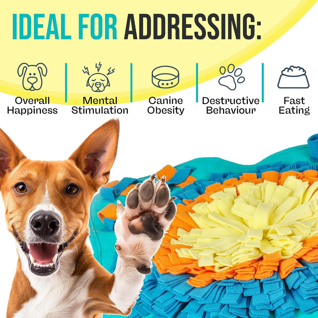 30" Dog Snuffle Mat - Interactive Dog Puzzle Toys for Enrichment - Large Slow Feeder Foraging Mat for Brain Games & Nosework Training - Washable Pet Sniff Mat with Easy to Carry Handle