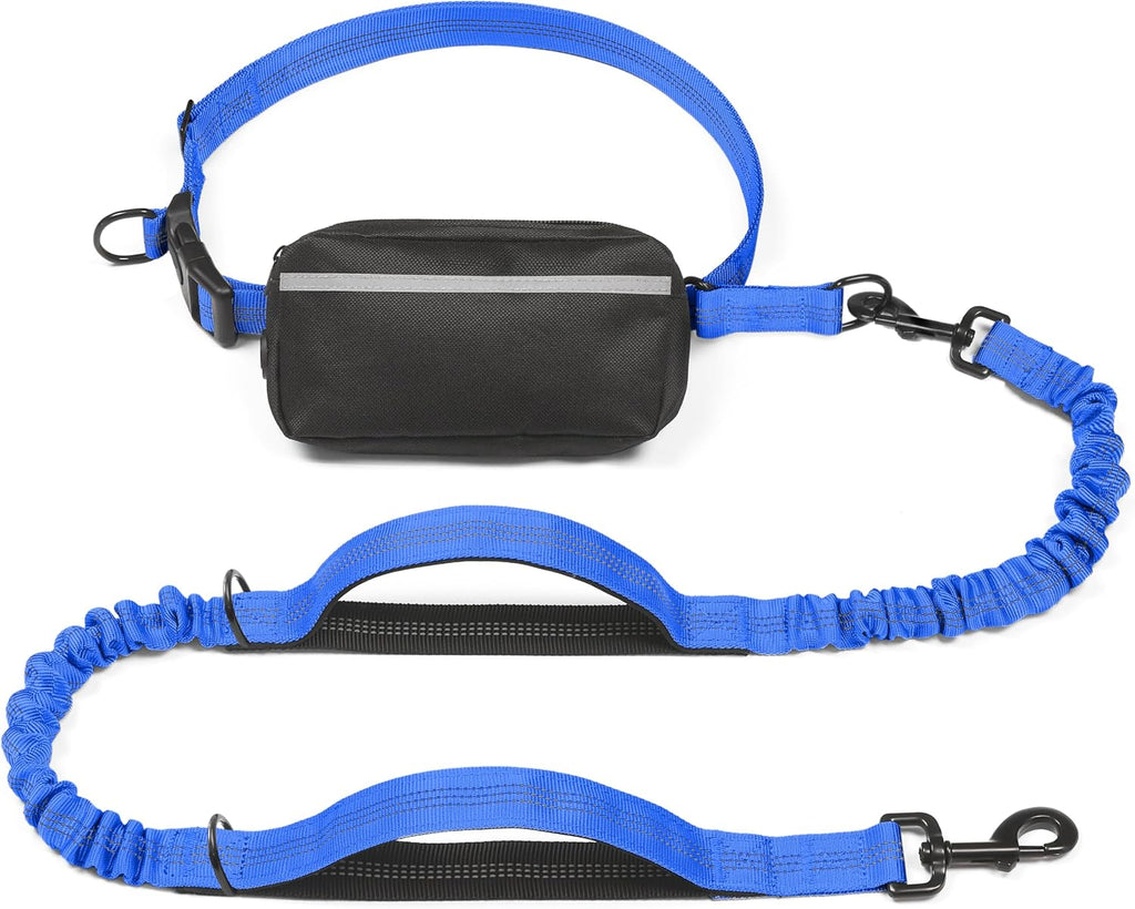 iYoShop Hands Free Dog Leash with Zipper Pouch, Large, 25-120LB, Royal Blue