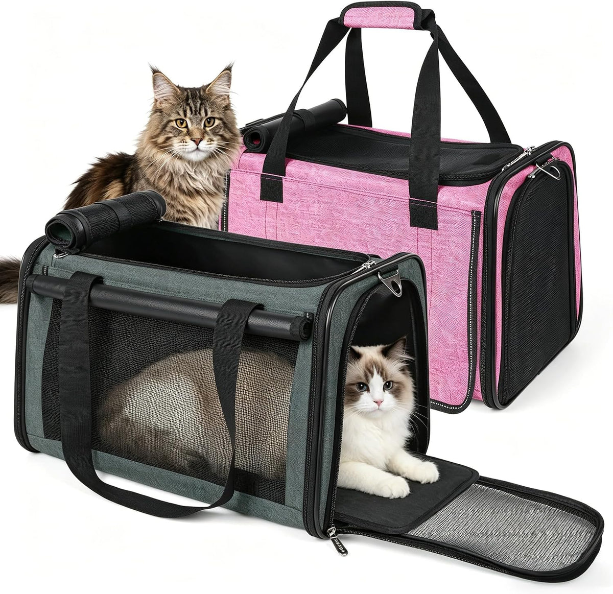 YUDODO 2 Packs 25 lbs Soft Sided Pet Carrier for Large Cat & Small Dog