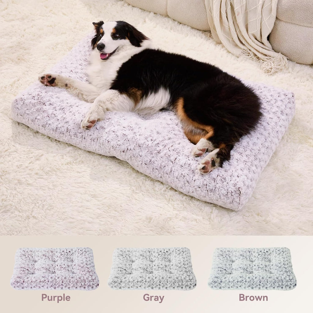 Medium Dog Crate Bed Mat, Washable Plush Pad for Medium Breeds