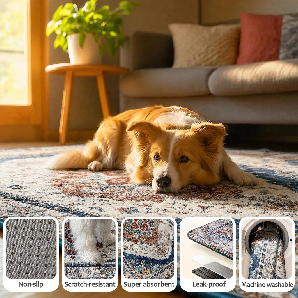 Washable Pee Pads for Dogs, Reusable Puppy Potty Training Pads, Ultra-Absorbent Thick Waterproof Leak-Proof Non-Slip Pads & Mat for Crate, Playpen, Floor, Whelping & Housebreaking , 2 Pack 48"x48"