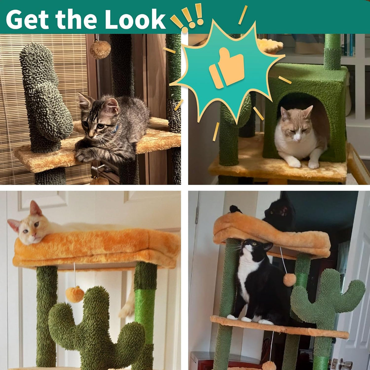 YITAHOME 60in Cactus Cat Tree: Multi-Level Tall Kitty Tower Indoor