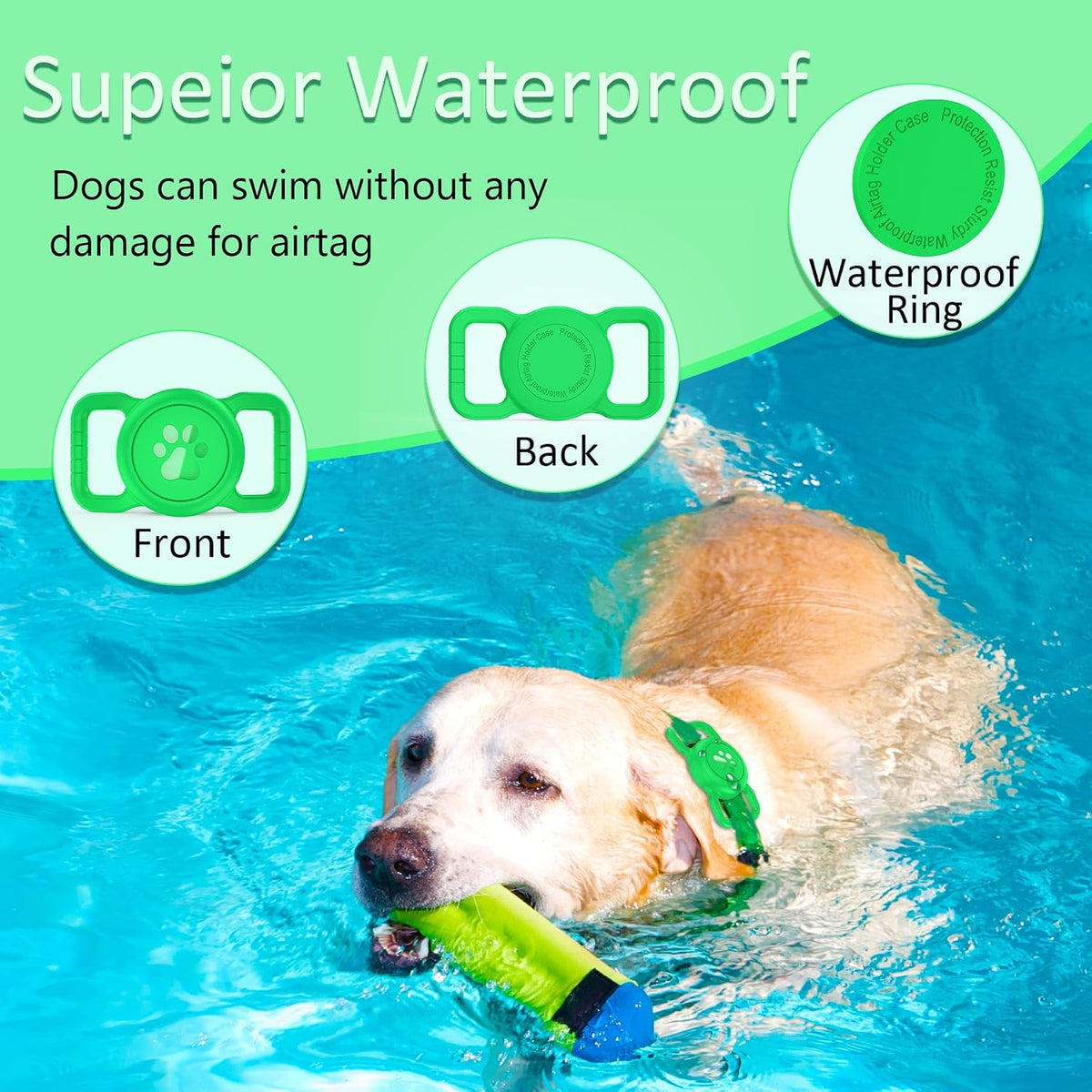 SANKALA Airtag Dog Collar Holder, Waterproof, Green, 1 Pack