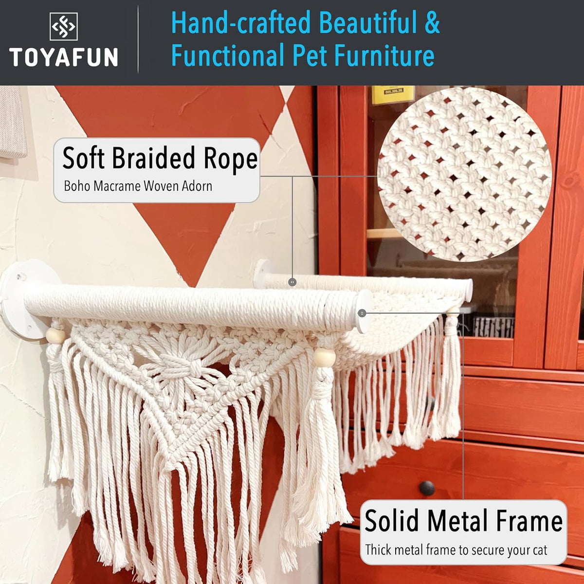 Cat Wall Shelves, Perches, Hammocks, Beds - Solid Metal Frame for Sleeping, Playing, Climbing, Lounging