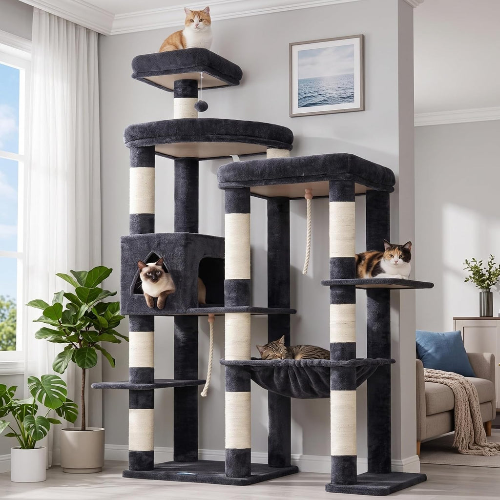 Hey-brother Cat Tree Tower with Stable Extended Base, Big Platform, MPJ078G